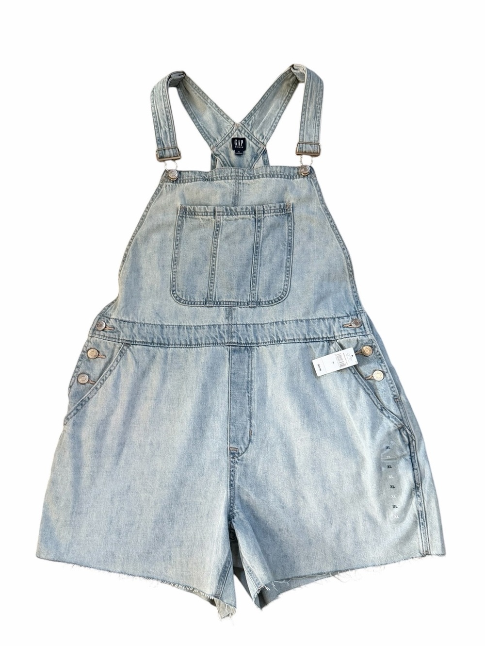 GAP Denim Slouchy Shorta Light Wash Cut Off Jean Shorttalls Overalls XL NWT